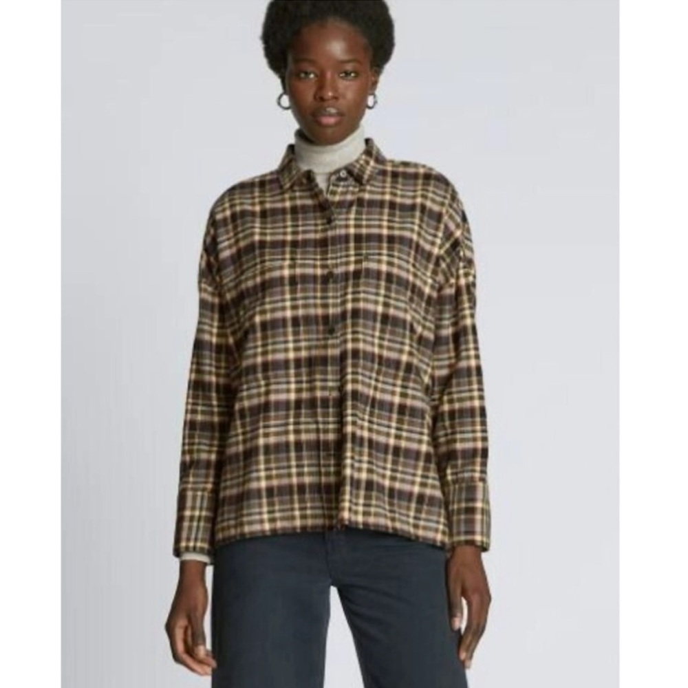 Everlane Boxy Brushed Cotton Plaid Flannel Shirt
